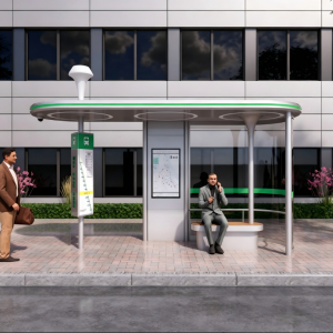 Modern Design Solar Power Smart Bus Shelter With WiFi Wireless Charging cloud software LED Advertising Light Box Display Customization
