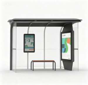 Customization Solar Power Smart Bus Shelter With cloud software Remote application LED Advertising Light Box Display