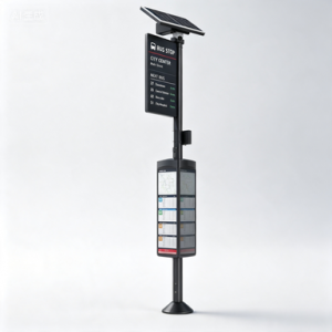 Smart Electronic Bus Stop Sign With Solar Power Supply Ink Screen Low Power Consumption Modern Design weatherproof