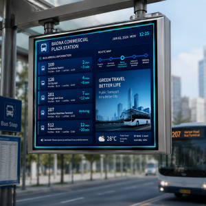 High-Brightness Outdoor Hanging LCD Bus Stop Display for Passenger Information and Advertising