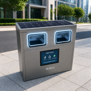 Solar Powered Smart Street Rubbish Bin with 120L Capacity and 4G Connectivity