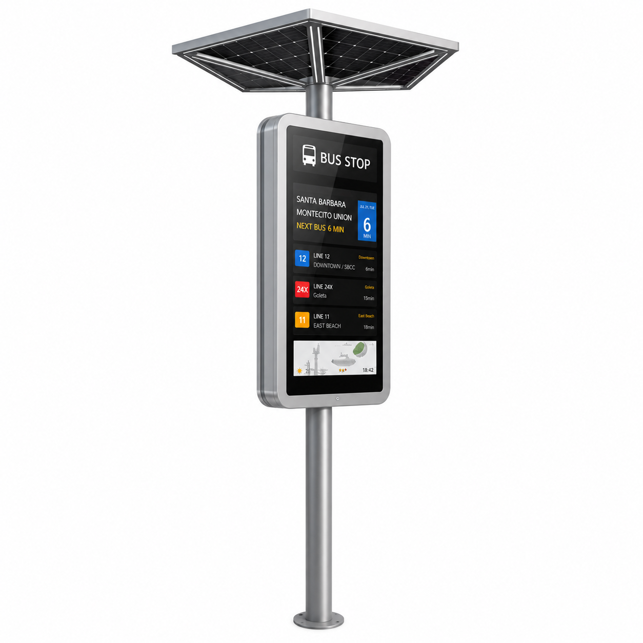 Smart Electronic Bus Stop Display With GTFS Support Solar Power E-Ink Screen Energy Saving Modern Design Featured Image