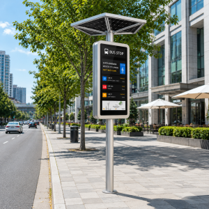 Smart Electronic Bus Stop Display With GTFS Support Solar Power E-Ink Screen Energy Saving Modern Design