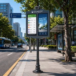 Solar Powered E-Ink Screen Bus Stop Digital Signage With Low Power Consumption and GTFS Support