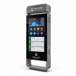 Outdoor Smart Electronic Bus Stop Display Capacitive Touchscreen Solar Power GTFS  Enabled OEM Customizable IP65