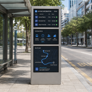 Smart Electronic Bus Stop Display Digital Poster with GTFS Support Solar Power E-Ink Screen Energy Saving Modern Design