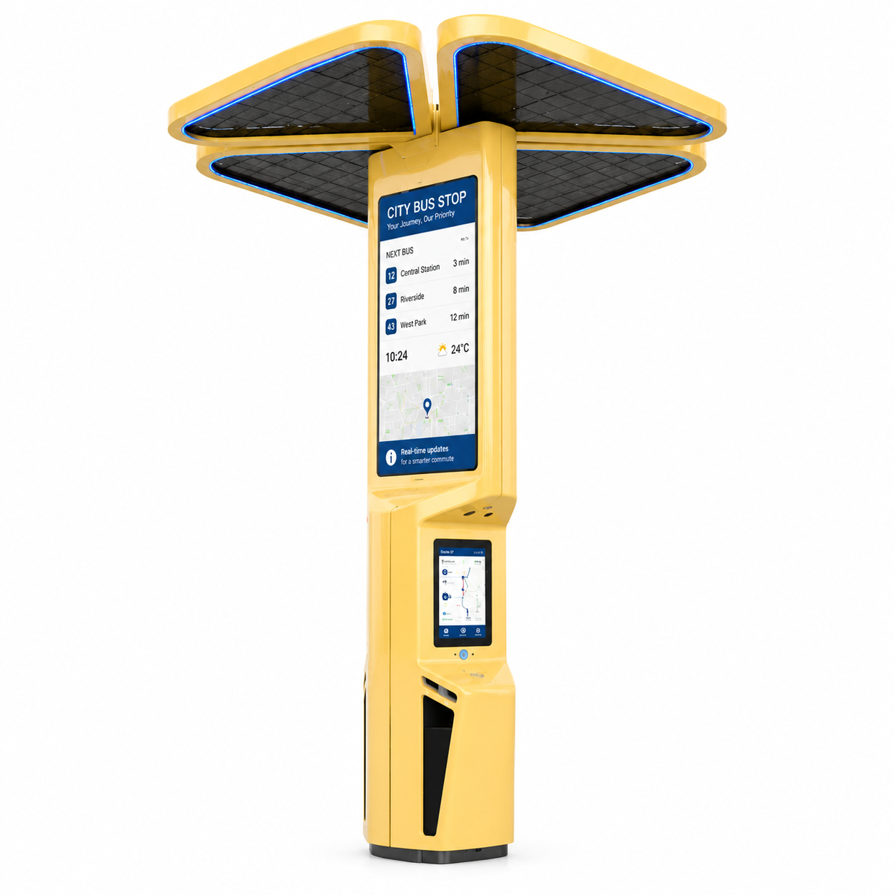 Intelligent Bus Stop Digital Signage With Solar Power Lnk Screen Customization LED Screen WaterProof Featured Image