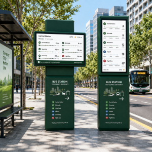 Modern Water Proof Bus Stop Digital Signage with Cloud Software Customization GTFS Support Outdoor
