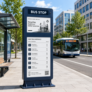 Low Power Consumption Electronic Bus Stop Sign LED Lighting Cloud Software for Smart City Projects