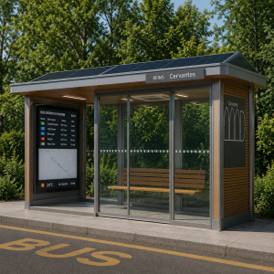 Enclosed Custom Bus Shelter with Solar Energy and Cloud Management Platform Digital Display and Air Conditioner