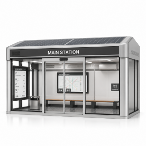 Enclosed Customizable Durable Solar Bus Shelter with Waterproof Design for Smart City Projects Solar Powered