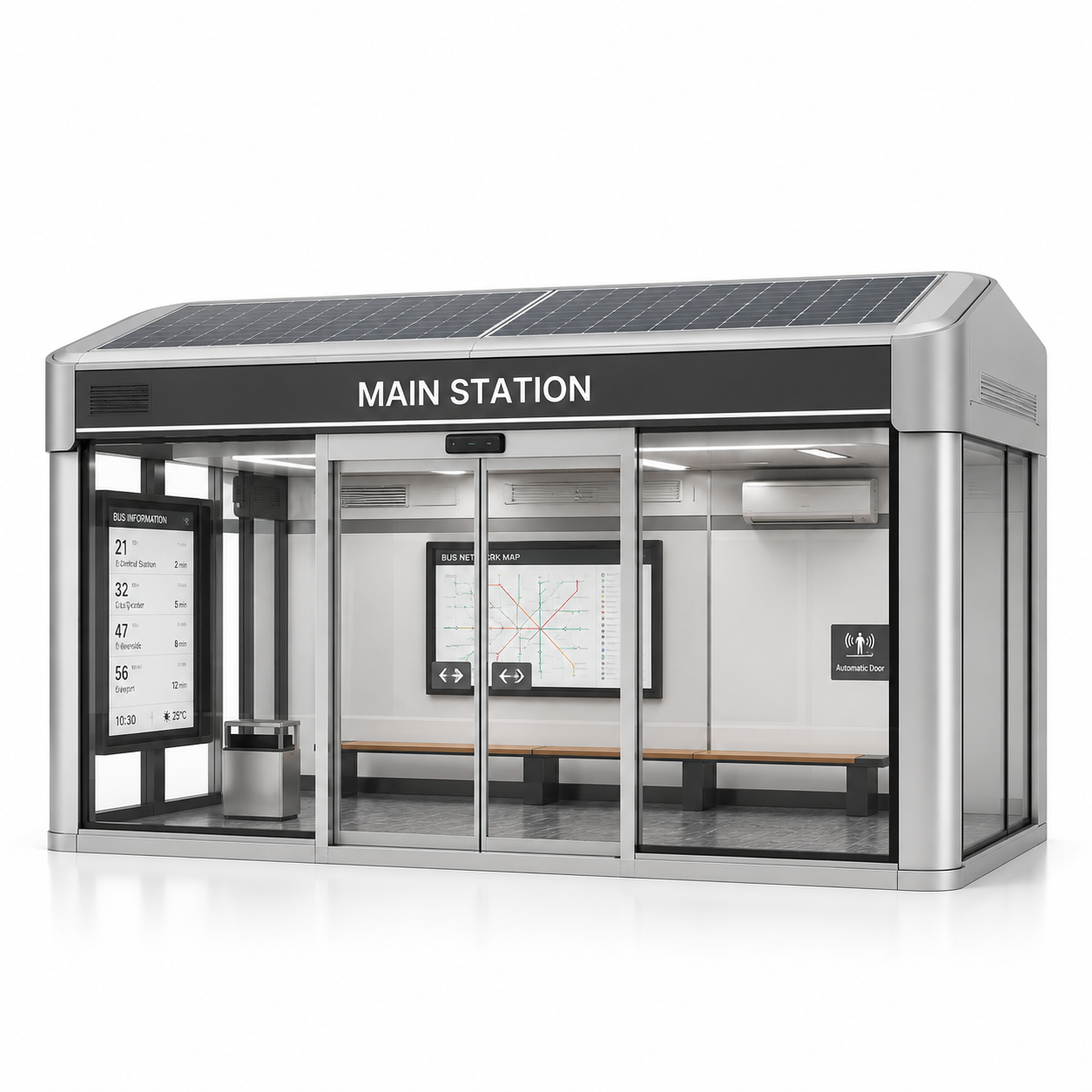 Enclosed Customizable Durable Solar Bus Shelter with Waterproof Design for Smart City Projects Solar Powered Featured Image