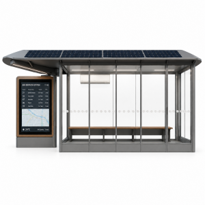 Enclosed Customized Modern Bus Shelter with WiFi Wireless and USB Charging and Air Conditioner