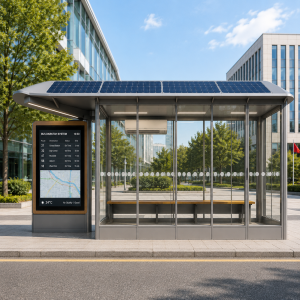 Enclosed Customized Modern Bus Shelter with WiFi Wireless and USB Charging and Air Conditioner