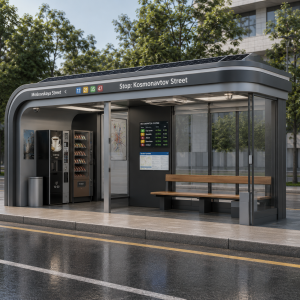 Durable Waterproof Bus Shelter with WiFi and Cloud Control Software Stainless Steel Frame Corrosion-resistant