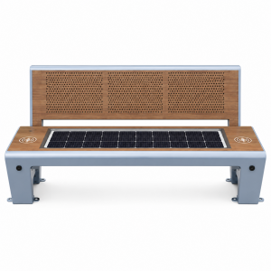 Export Certified Off-Grid Solar Street Bench with Dual USB & Wireless Qi Charging Station Low Maintenance