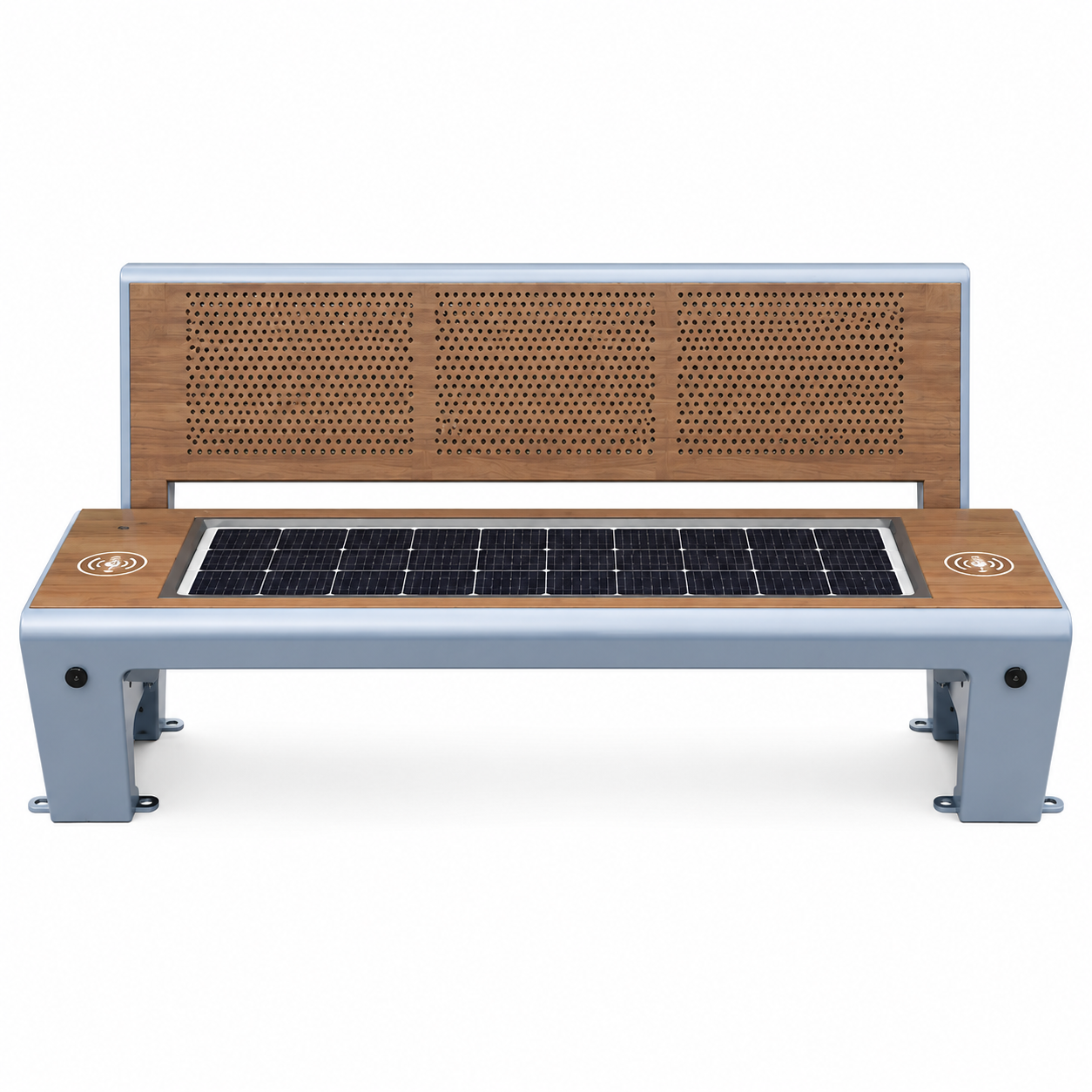 Export Certified Off-Grid Solar Street Bench with Dual USB & Wireless Qi Charging Station Low Maintenance Featured Image
