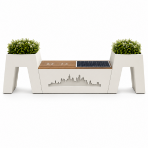 Photovoltaic Integrated Public Bench with Built-in Planter Box Design Durable Waterproof Smart Bench