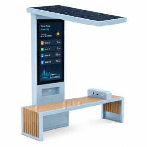 Modern Design Solar Smart Bench Stylish Galvanized Steel Waterproof Outdoor Public Furniture Digital Display