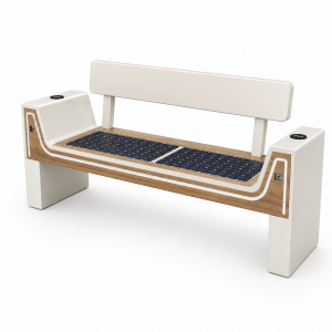 Smart Outdoor Bench with Solar Charging & LED Ambient Lighting Modern Design Solar-Powered