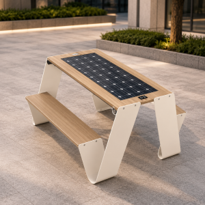 Park Waterproof Solar Bench with Wireless Charging, Ambient LED & Free Wi-Fi for Visitors Modern Design