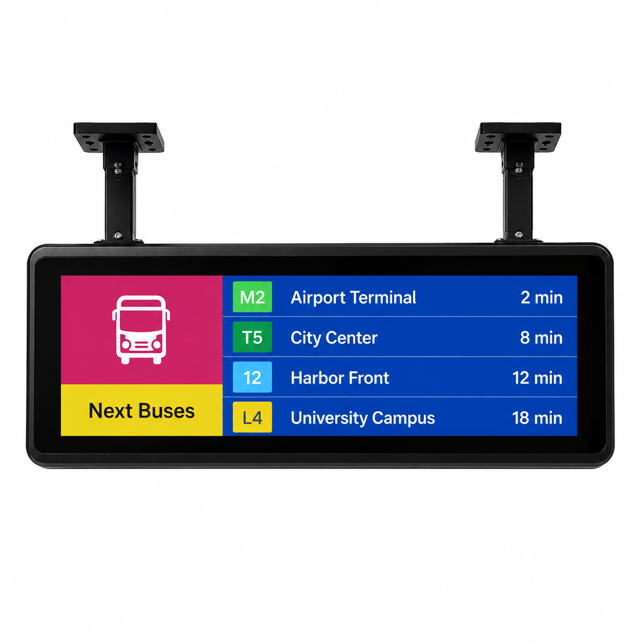 Suspended IP65 Outdoor LED Bus Stop Display with SDK for Scrolling Route and Arrival Information Featured Image