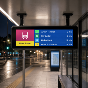 Suspended IP65 Outdoor LED Bus Stop Display with SDK for Scrolling Route and Arrival Information