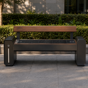 Galvanized Steel Smart Street Bench with USB and Wireless Charging Low Maintenance