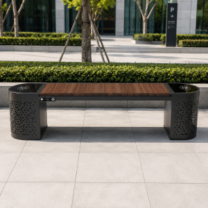 Modern Design Anti-Corrosion Galvanized Steel Smart Bench for Long-Term Outdoor Use Export Certified
