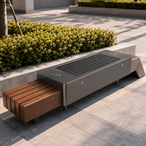 Corrosion-resistant Outdoor Solar Charging Bench with Customization Integrated LED Lighting and Modern Design