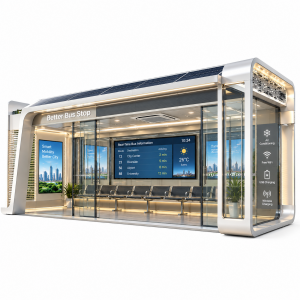 Modern Air-Conditioned Bus Shelter with LED Lighting WiFi and Wireless Charging Corrosion-resistant