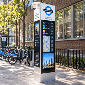 Modern Solar-Powered Electronic Bus Stop Sign with Durable Cloud Software Weatherproof Construction