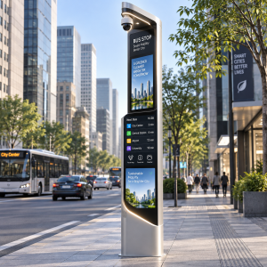 Custom Outdoor Bus Stop Digital Signage with Solar Power and Waterproof Maintenance Design