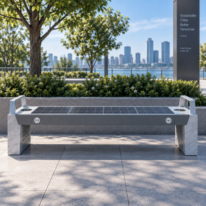 Modular Outdoor Smart Bench with Corrosion-resistant Customization Solar Power USB Charging and Wireless Charging
