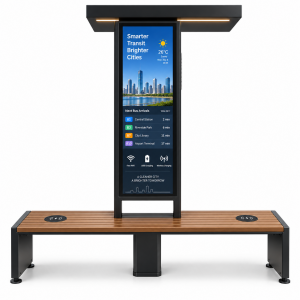 Low-Maintenance Solar Smart Bench with LED Lighting and Integrated Charging Functions Modern Design GTFS Support