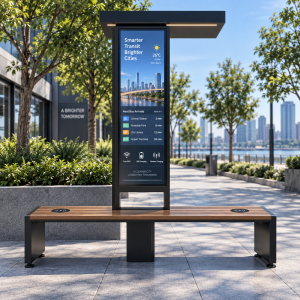 Low-Maintenance Solar Smart Bench with LED Lighting and Integrated Charging Functions Modern Design GTFS Support