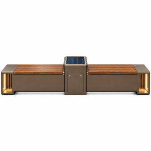 Durable Galvanized Steel Smart Park Bench Manufacturer with Waterproof USB and Wireless Charging