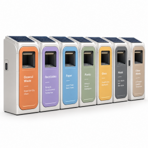 Touchless Smart Garbage Can with Automatic Motion Sensor Lid and Waterproof Housing for Public Parks and City Streets