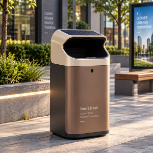 IP65 Waterproof Solar Compactor Waste Bin with IoT Remote Monitoring for Public Parks and Municipal Street Waste Collection