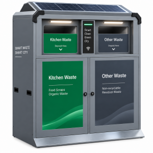 Heavy Duty Solar Smart Litter Bin with Automatic Waste Compaction and Weatherproof Housing for Outdoor Public Spaces