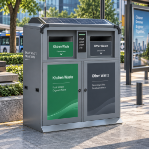 Heavy Duty Solar Smart Litter Bin with Automatic Waste Compaction and Weatherproof Housing for Outdoor Public Spaces