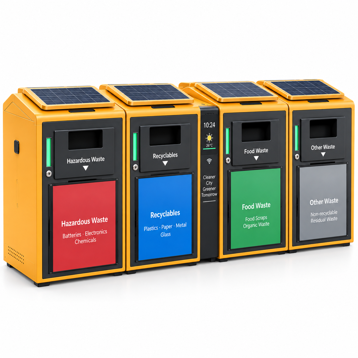 Custom IP65 Waterproof Solar Powered Compactor Smart Outdoor Trash Can Heavy Duty Municipal Street Litter Bin for Smart City Featured Image