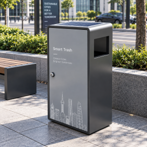 Weatherproof Metal Automatic Waste Compactor Bin with Intelligent Sensor for Smart City Street Furniture