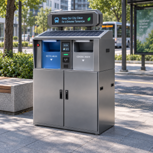 OEM/ODM Touchless Motion Sensor Smart Waste Bin 2 Compartment Outdoor Street Recycling Litter Bin with Fill-Level Sensor