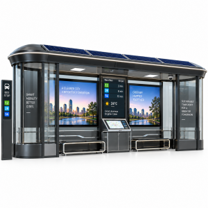 Heavy Duty Air Conditioned Bus Shelter Anti Corrosion Enclosed Smart Bus Shelter High Temperature Resistant Bus Stop Shed