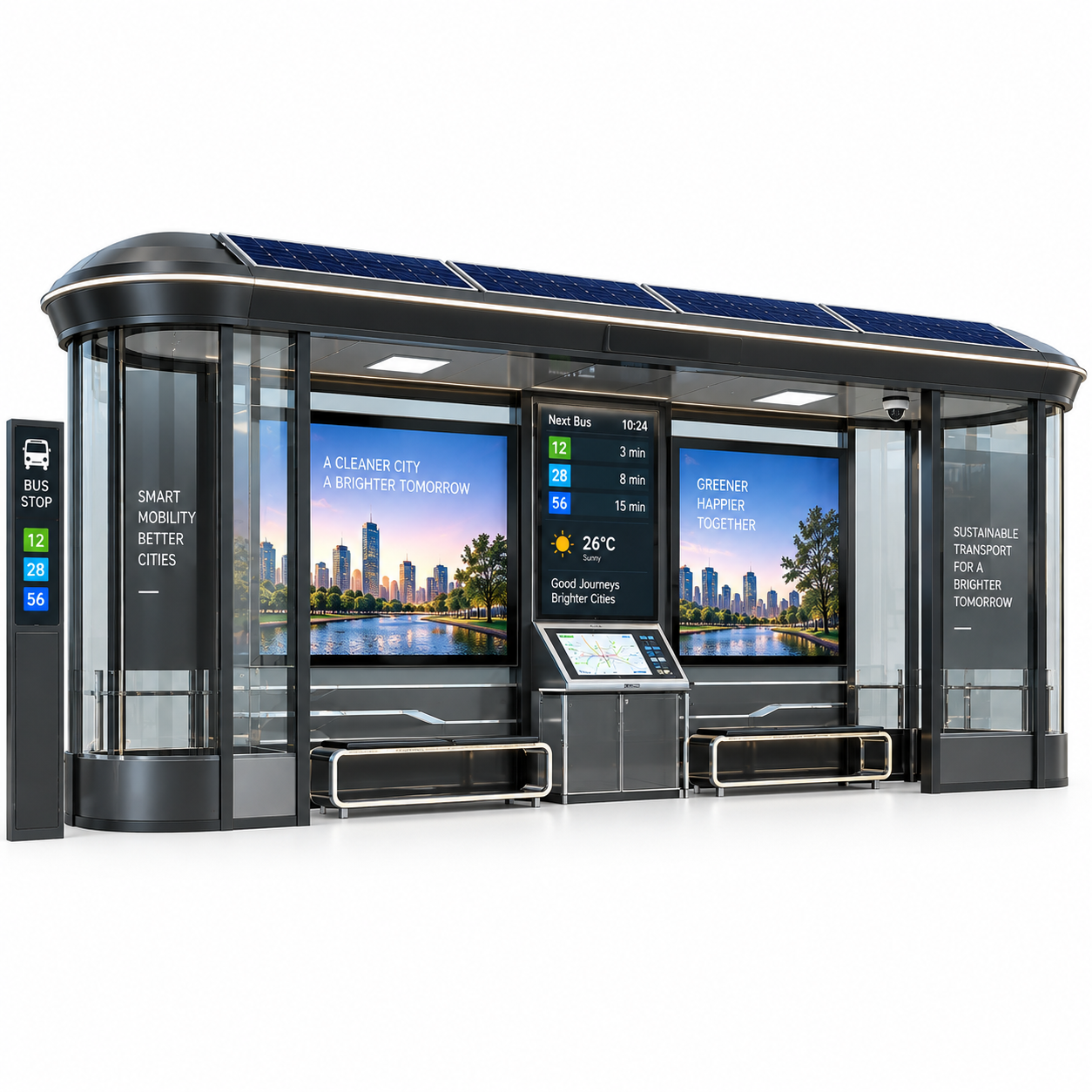 Heavy Duty Air Conditioned Bus Shelter Anti Corrosion Enclosed Smart Bus Shelter High Temperature Resistant Bus Stop Shed Featured Image