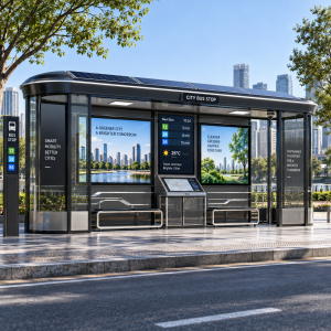 Heavy Duty Air Conditioned Bus Shelter Anti Corrosion Enclosed Smart Bus Shelter High Temperature Resistant Bus Stop Shed