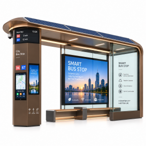 Eco Friendly Off Grid Solar Bus Stop Modular Stainless Steel Solar Powered Bus Shelter Modern Smart Bus Stop with USB Port