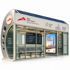 Modern Solar Bus Shelter with Digital Display USB Charging and Cloud Software LED Advertising Light Box