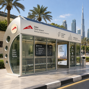 Modern Solar Bus Shelter with Digital Display USB Charging and Cloud Software LED Advertising Light Box